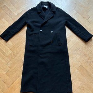 Sézane Jim Coat Black Double Breasted Wool Blend 36 Small